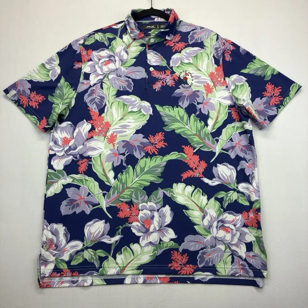RLX Ralph Lauren Polo Golf Shirt Men’s L Pinehurst US Open Floral Performance